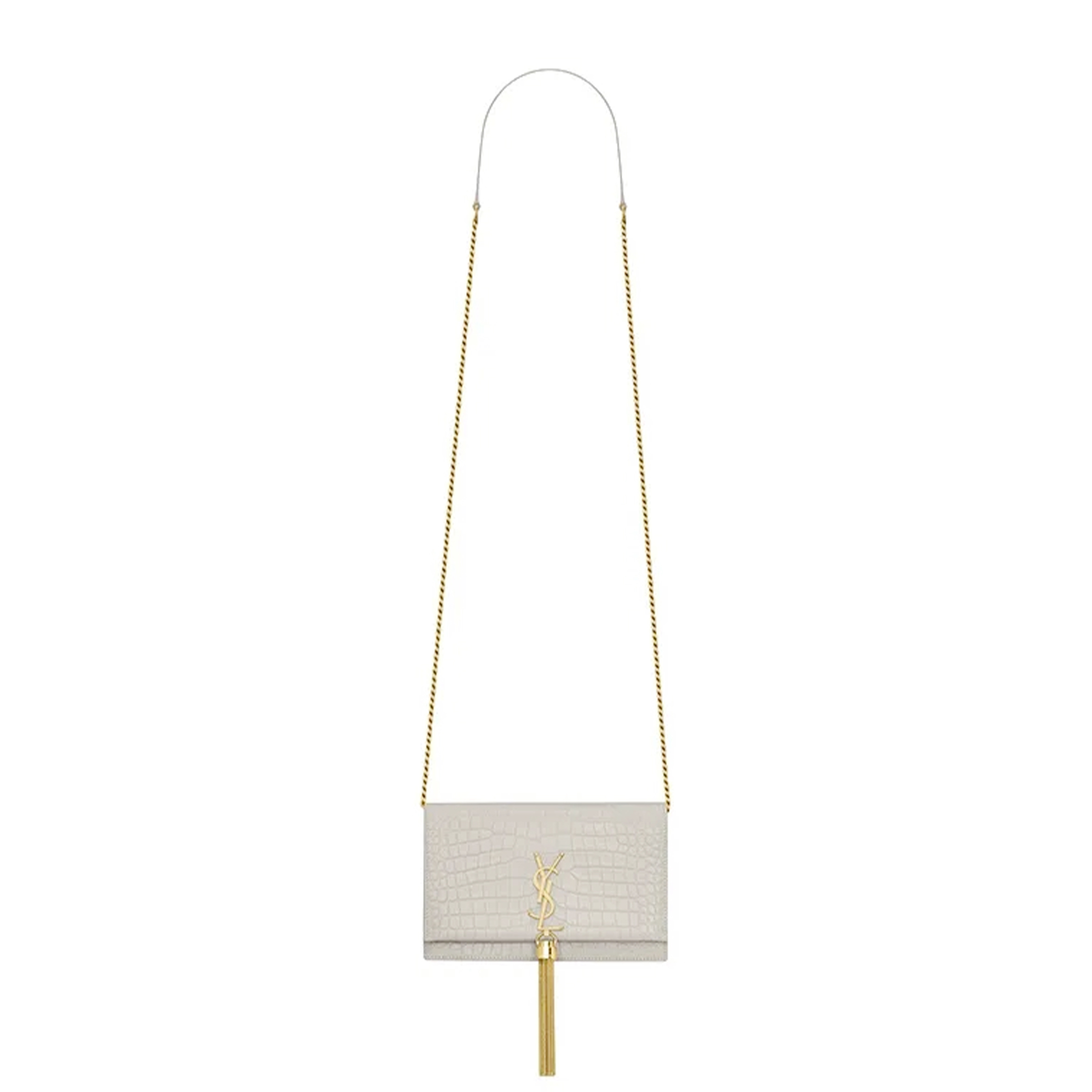 Y*S*L KATE MONOGRAM TASSEL CHAIN WALLET IN CALFSKIN CROCODILE EMBOSSED 452159DND1J9207 (19*12.5*4cm)